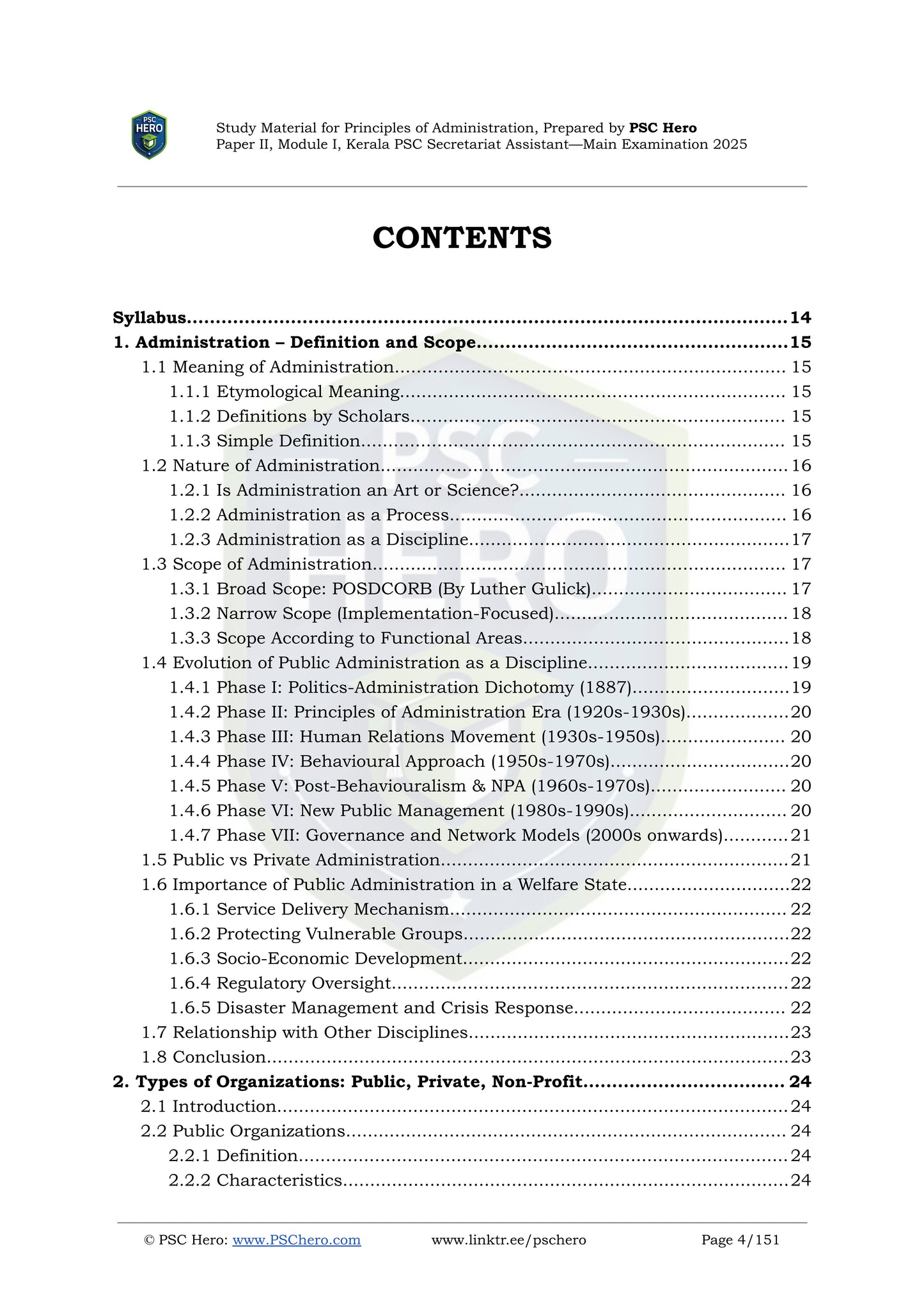 Study Material - Principles of Administration - Secretariat Assistant Mains