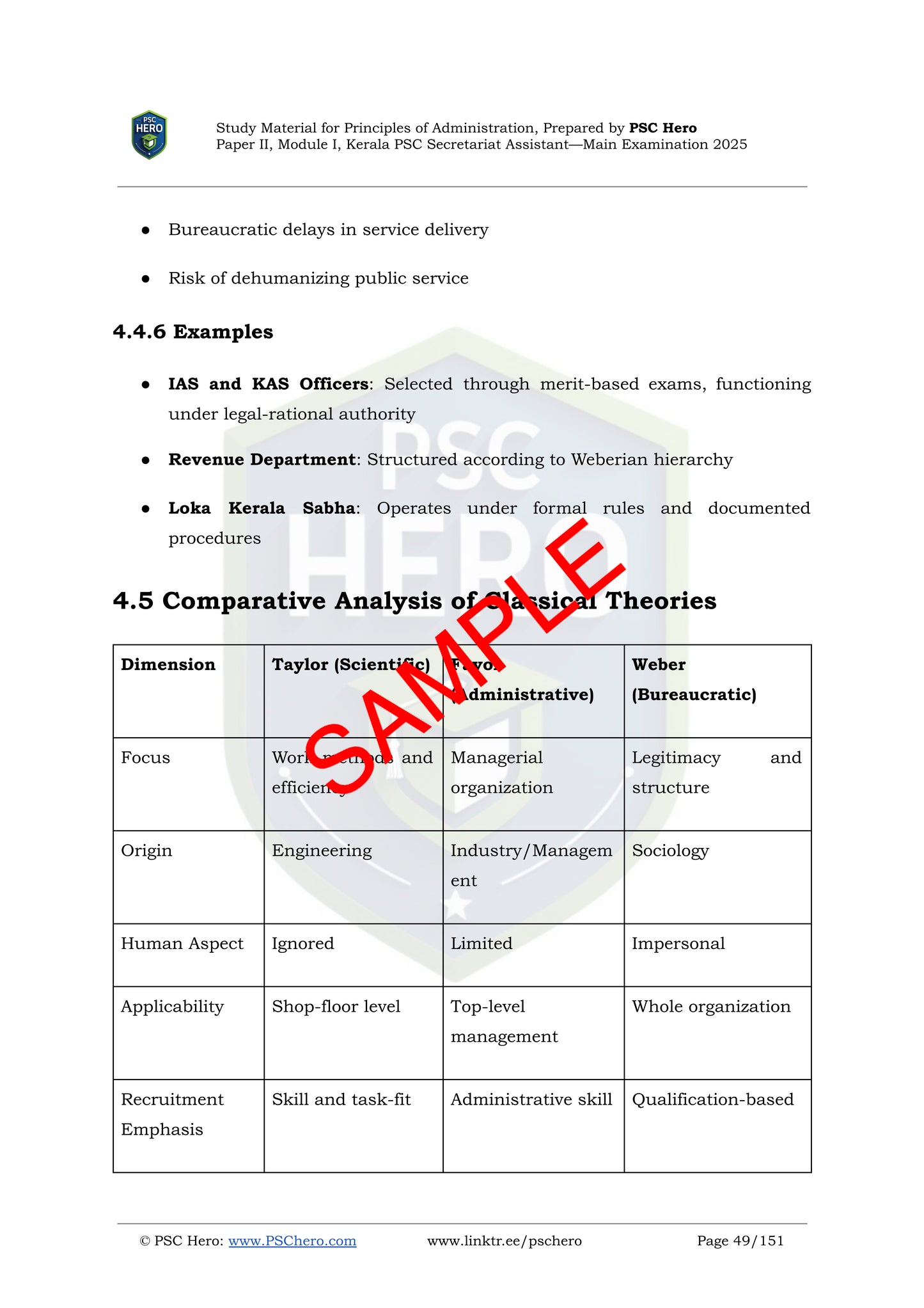 Study Material - Principles of Administration - Secretariat Assistant Mains