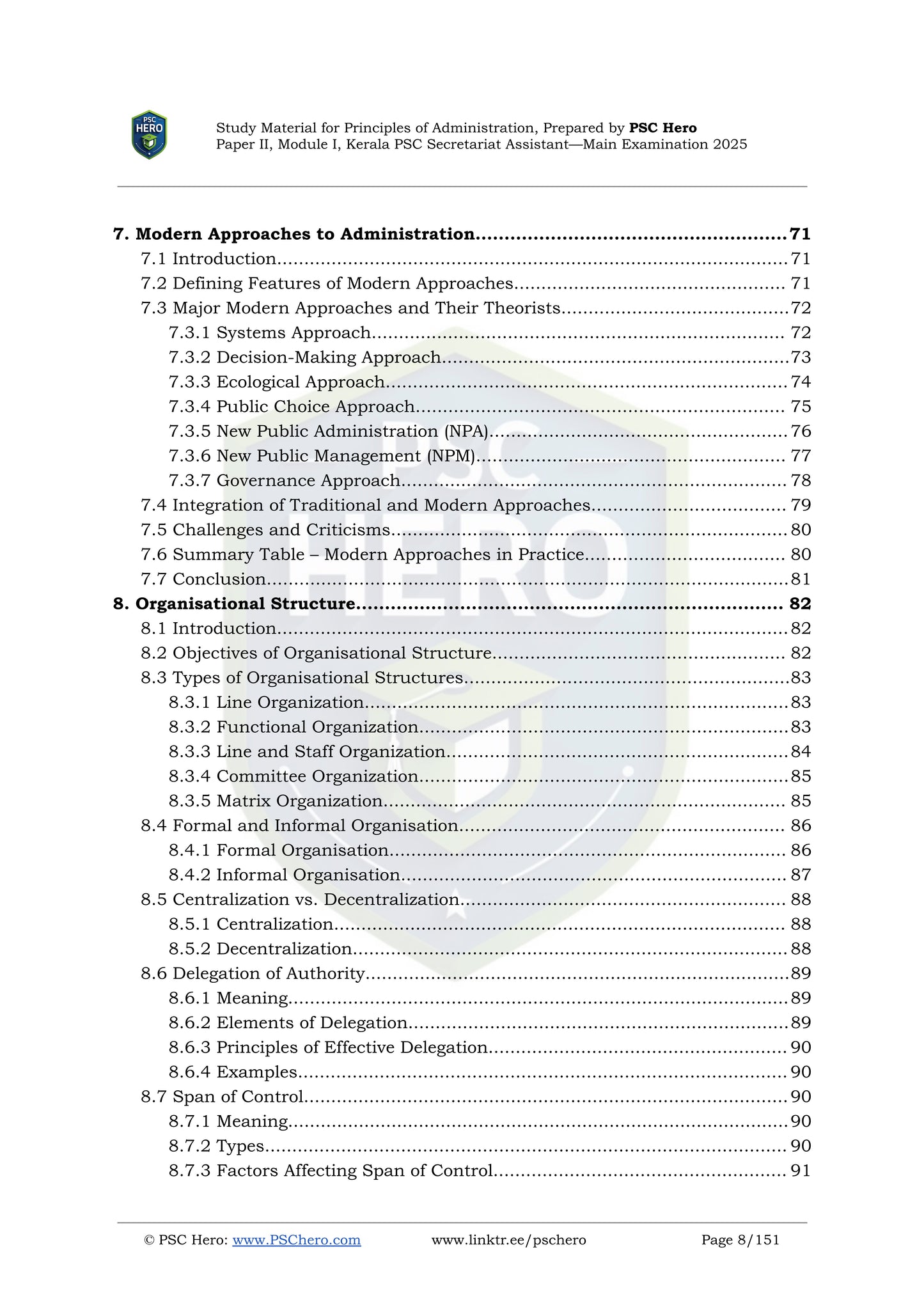 Study Material - Principles of Administration - Secretariat Assistant Mains