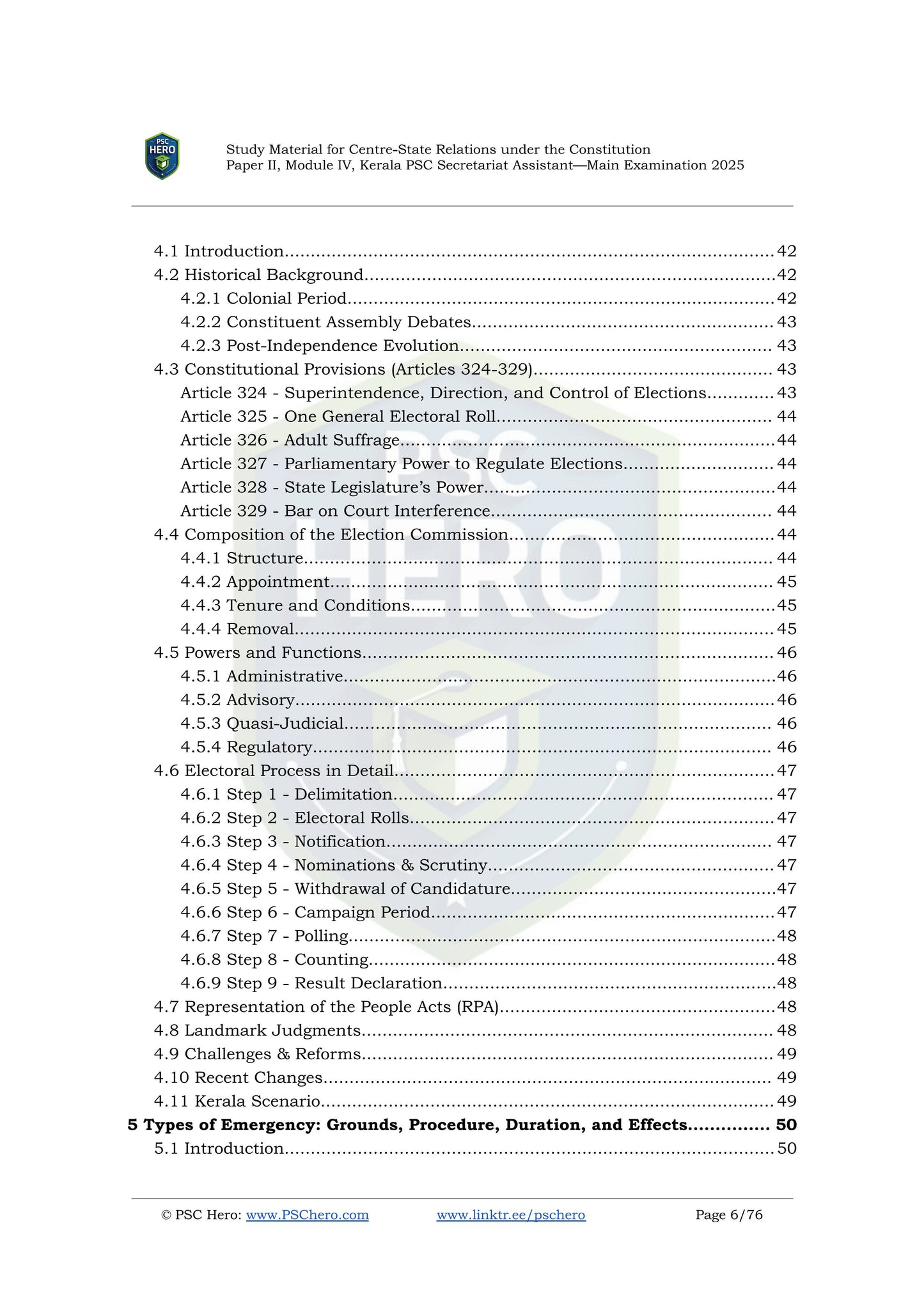 Centre State Relations - PSC Hero - Secretariat Assistant Mains Short Notes Study Material