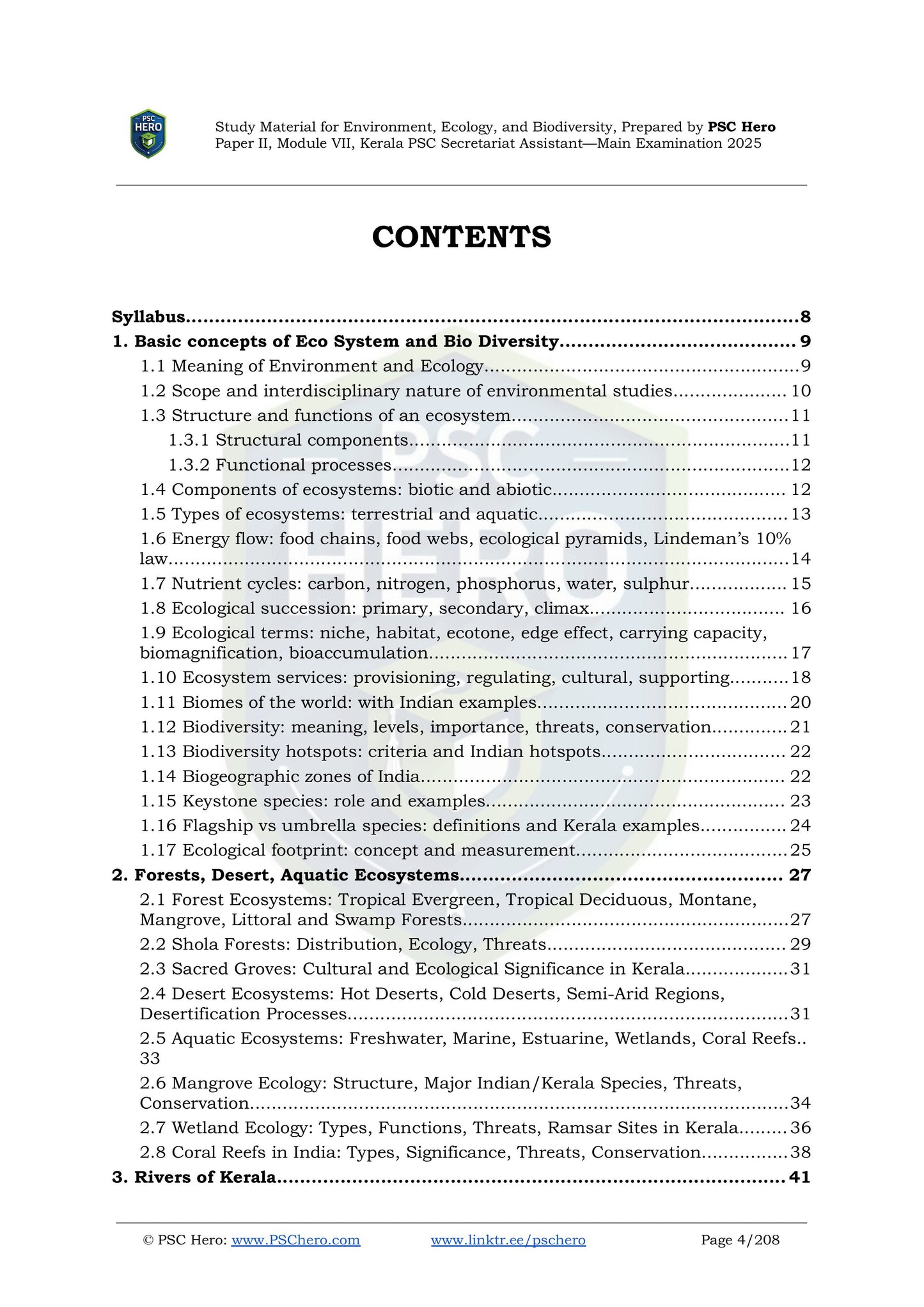 Environment, Ecology, and Biodiversity - PSC Hero - Secretariat Assistant Mains Study Material