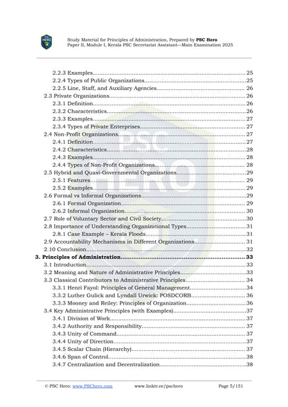 Study Material - Principles of Administration - Secretariat Assistant Mains