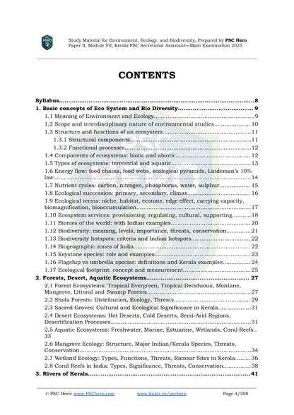 Environment, Ecology, and Biodiversity - PSC Hero - Secretariat Assistant Mains Study Material